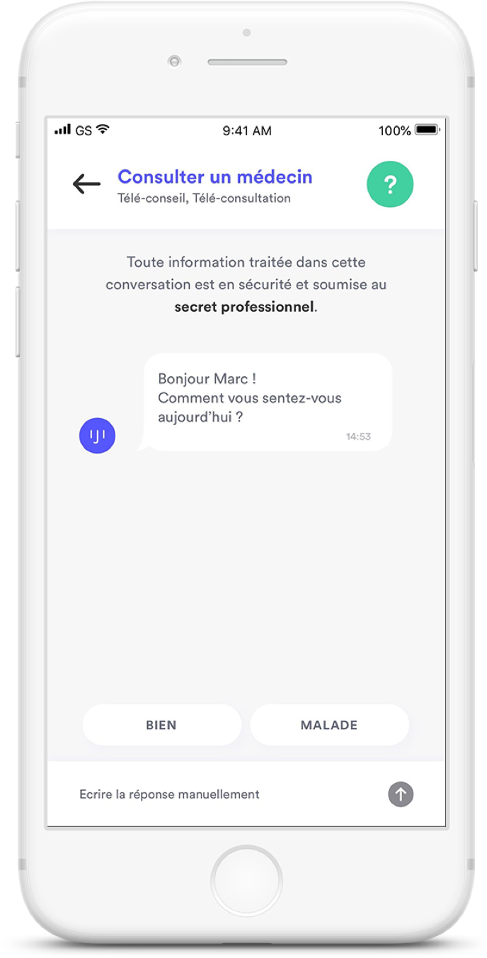 Aperçu de l'interface patient Iji